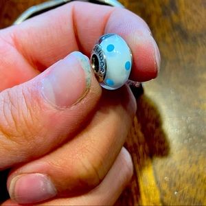 Pandora White and Blue Glass Bead Charm